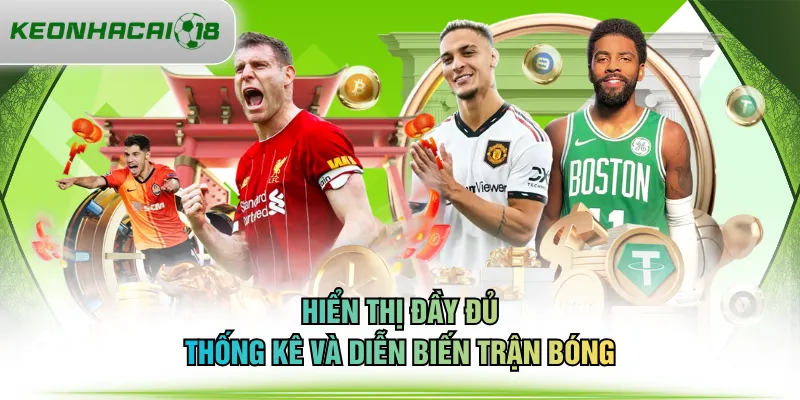 Hiển thị đầy đủ thống kê và diễn biến trận bóng